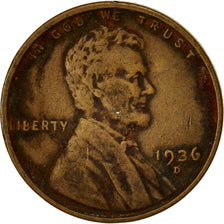 Coin, United States, Lincoln Cent, Cent, 1936, U.S. Mint, Denver, VF(20-25)