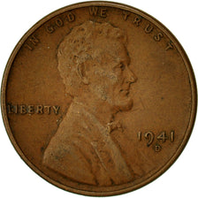 Moneta, Stati Uniti, Lincoln Cent, Cent, 1941, U.S. Mint, Denver, MB, Bronzo
