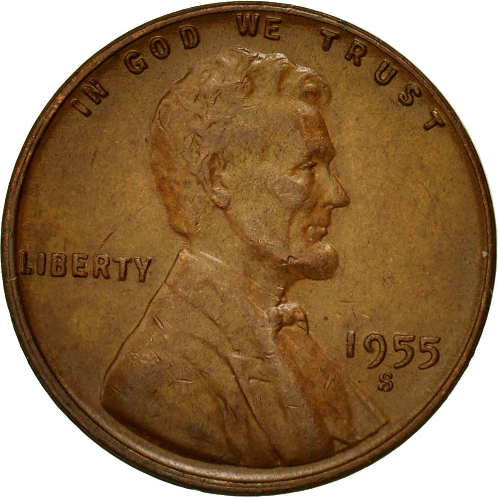 Coin, United States, Lincoln Cent, Cent, 1955, U.S. Mint, San Francisco