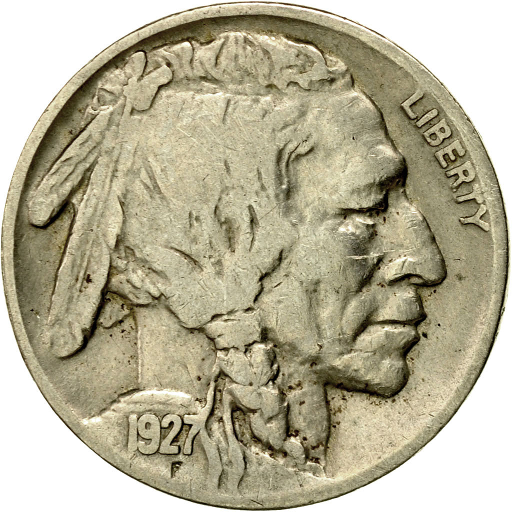 Coin, United States, Buffalo Nickel, 5 Cents, 1927, U.S. Mint, Philadelphia