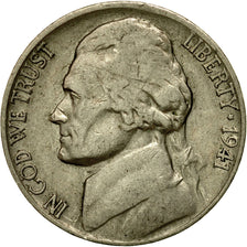 Coin, United States, Jefferson Nickel, 5 Cents, 1941, U.S. Mint, San Francisco