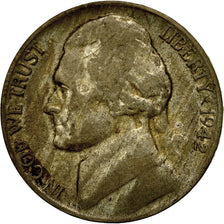 Moneda, Estados Unidos, Jefferson Nickel, 5 Cents, 1942, U.S. Mint