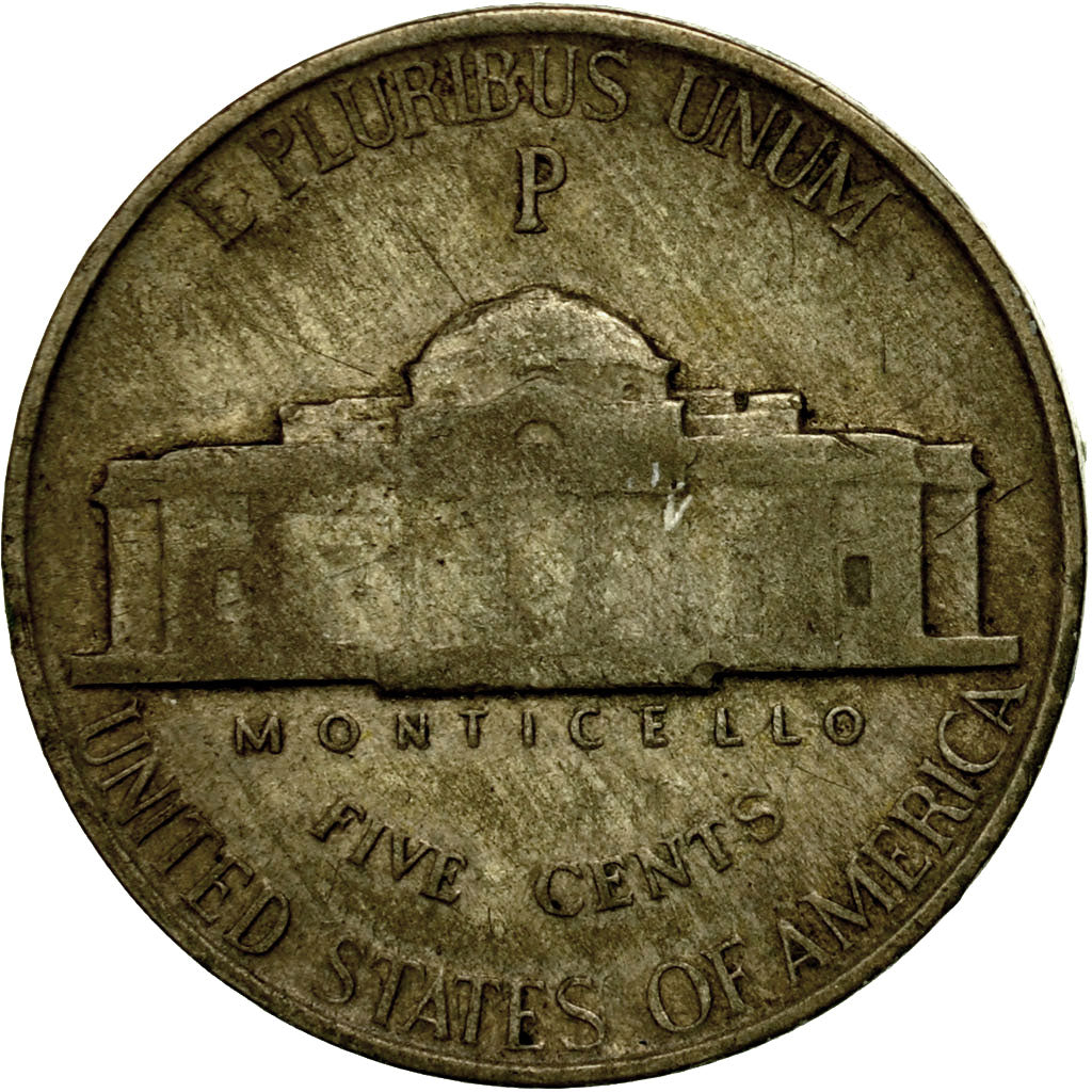 Moneda, Estados Unidos, Jefferson Nickel, 5 Cents, 1942, U.S. Mint