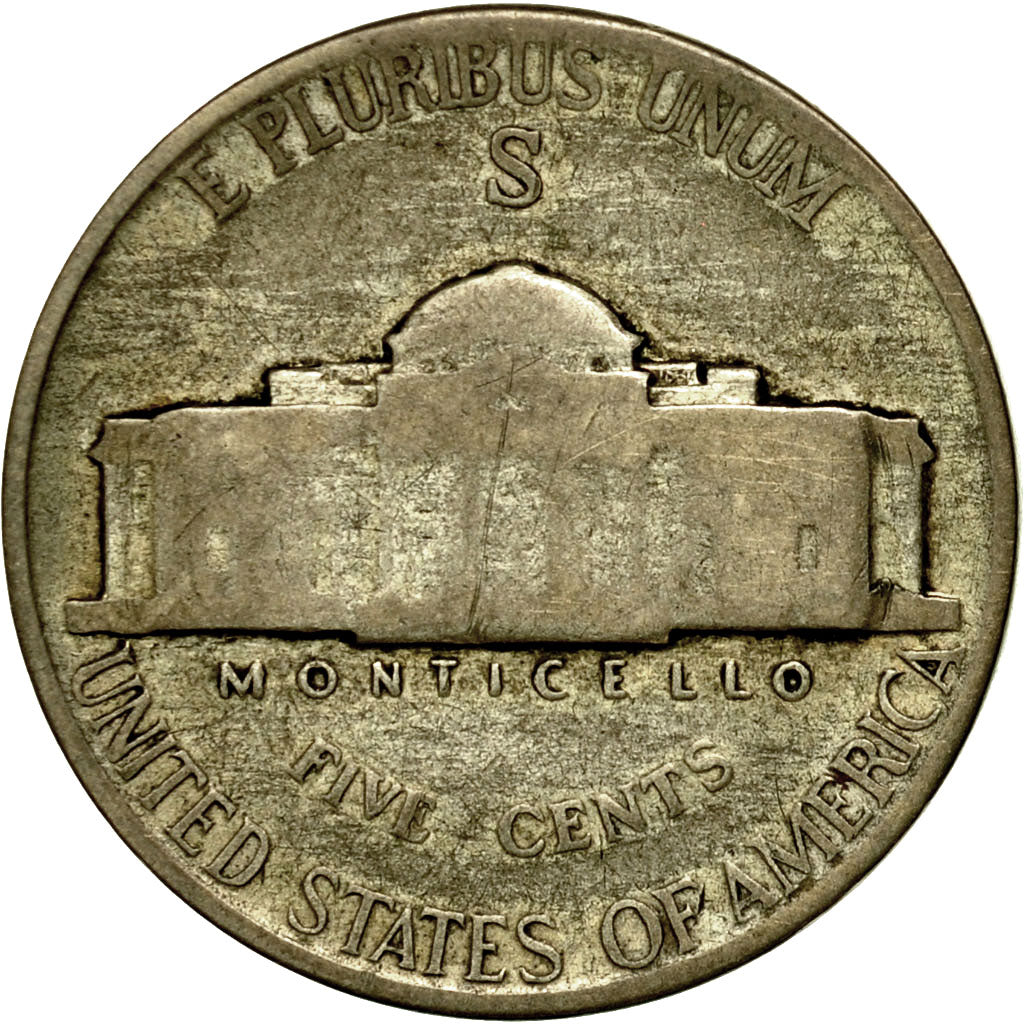 Moneda, Estados Unidos, Jefferson Nickel, 5 Cents, 1942, U.S. Mint, San