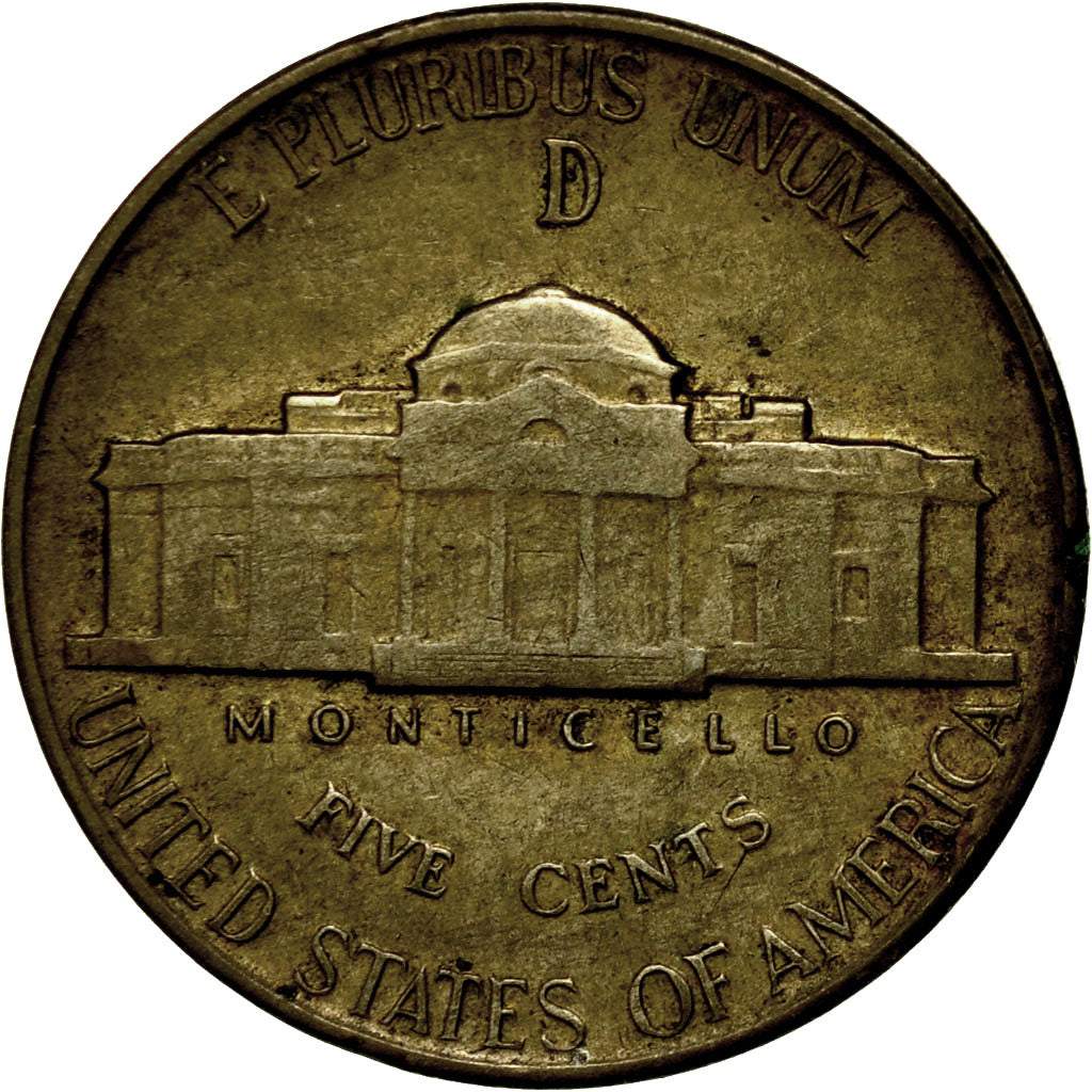 Moneta, Stati Uniti, Jefferson Nickel, 5 Cents, 1943, U.S. Mint, Denver, BB