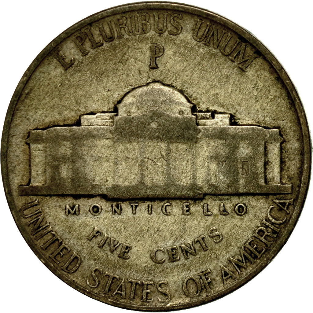 Moneda, Estados Unidos, Jefferson Nickel, 5 Cents, 1944, U.S. Mint