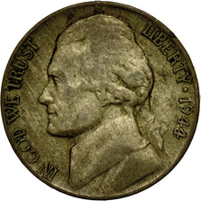Moneta, Stati Uniti, Jefferson Nickel, 5 Cents, 1944, U.S. Mint, Denver, MB+