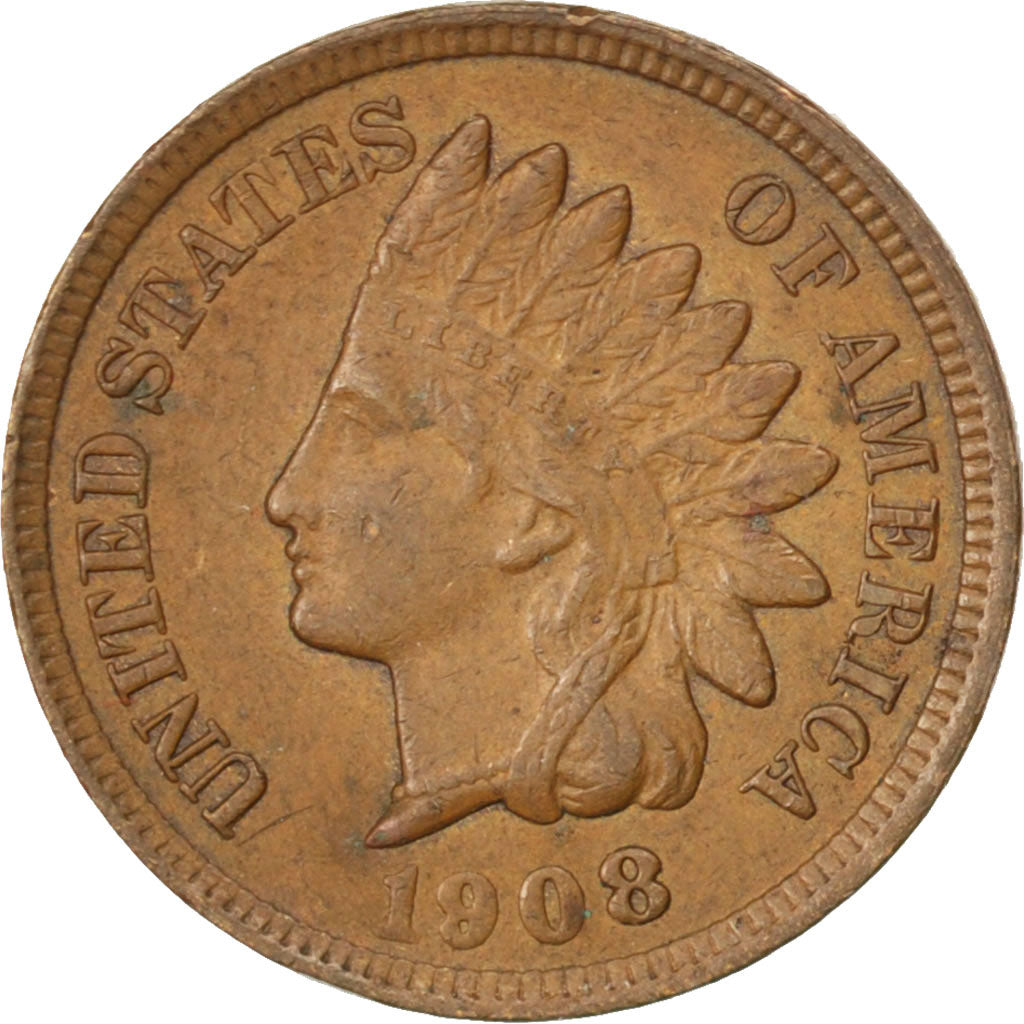 Coin, United States, Indian Head Cent, Cent, 1908, U.S. Mint, Philadelphia