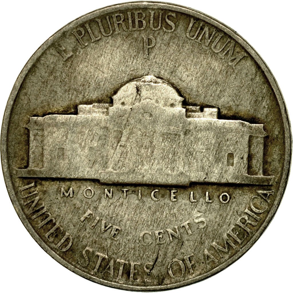 Moneda, Estados Unidos, Jefferson Nickel, 5 Cents, 1945, U.S. Mint