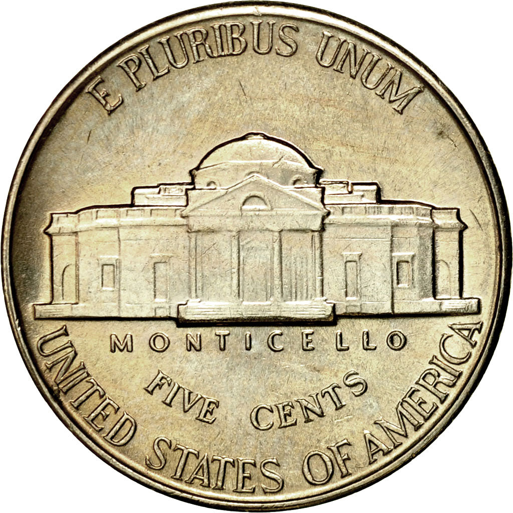 Moneda, Estados Unidos, Jefferson Nickel, 5 Cents, 1938, U.S. Mint