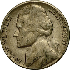 Moneta, Stati Uniti, Jefferson Nickel, 5 Cents, 1957, U.S. Mint, Denver, BB
