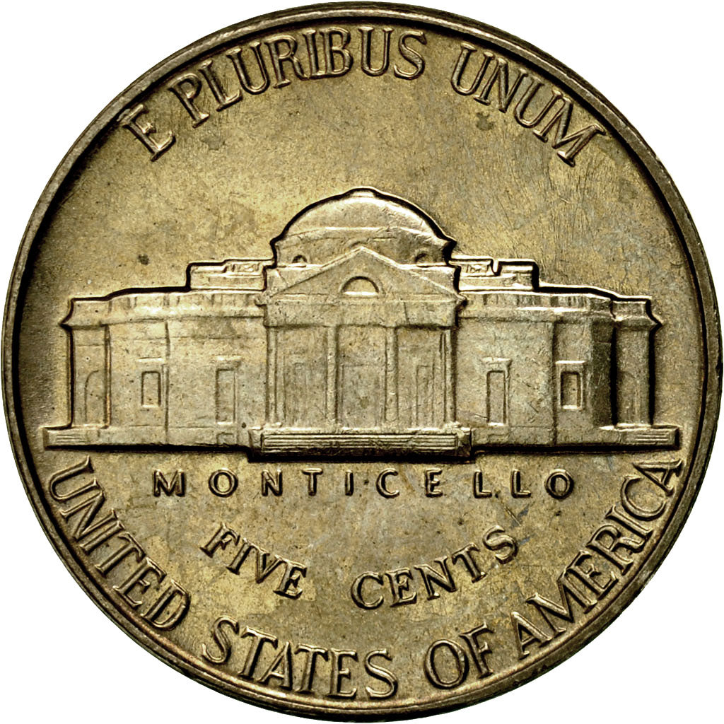 Coin, United States, Jefferson Nickel, 5 Cents, 1959, U.S. Mint, Philadelphia