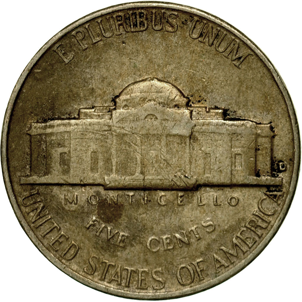 Coin, United States, Jefferson Nickel, 5 Cents, 1962, U.S. Mint, Denver