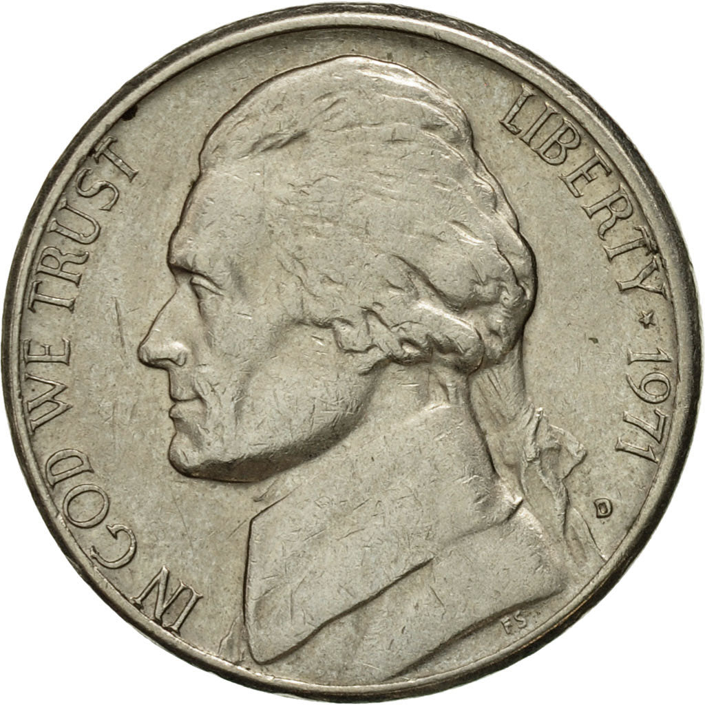 Moneta, Stati Uniti, Jefferson Nickel, 5 Cents, 1971, U.S. Mint, Denver, BB+