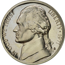 Coin, United States, Jefferson Nickel, 5 Cents, 1971, U.S. Mint, San Francisco