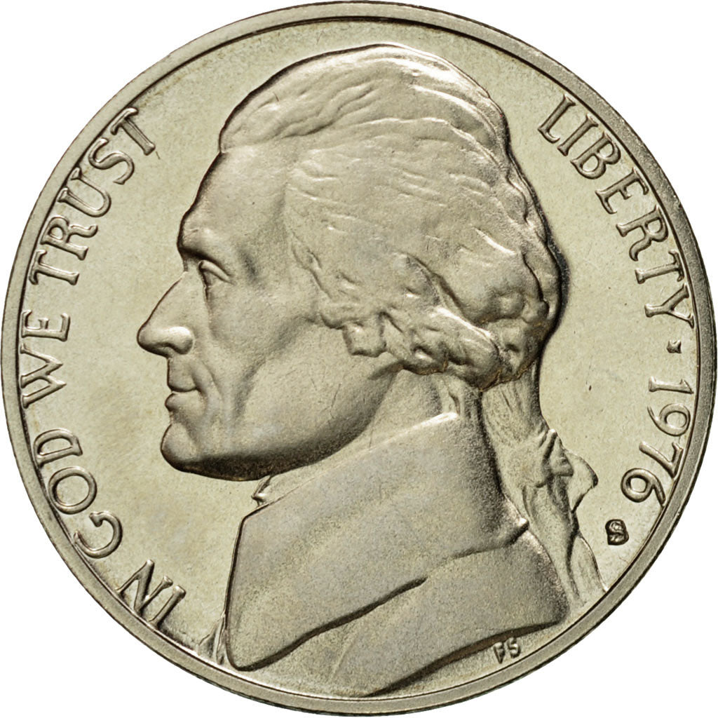 Monnaie, États-Unis, Jefferson Nickel, 5 Cents, 1976, U.S. Mint, San Francisco
