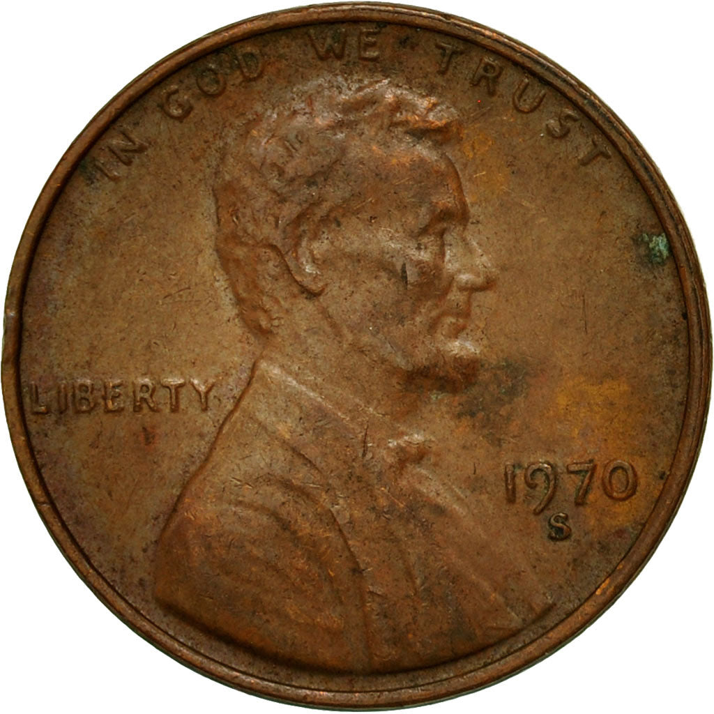 Coin, United States, Lincoln Cent, Cent, 1970, U.S. Mint, San Francisco