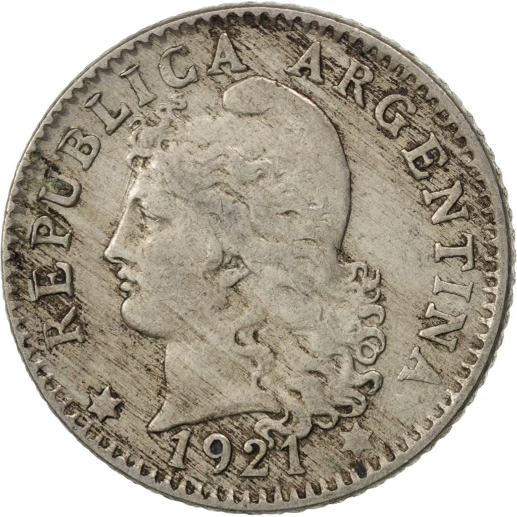 ARGENTINA, 5 Centavos, 1921, KM #34, EF(40-45), Copper-Nickel, 17.3, 1.99