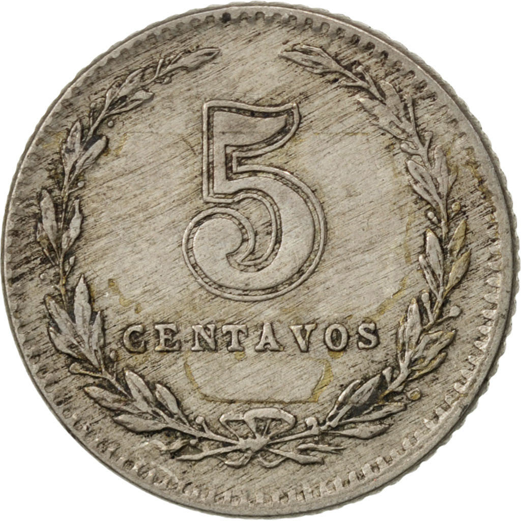 ARGENTINA, 5 Centavos, 1921, KM #34, EF(40-45), Copper-Nickel, 17.3, 1.99
