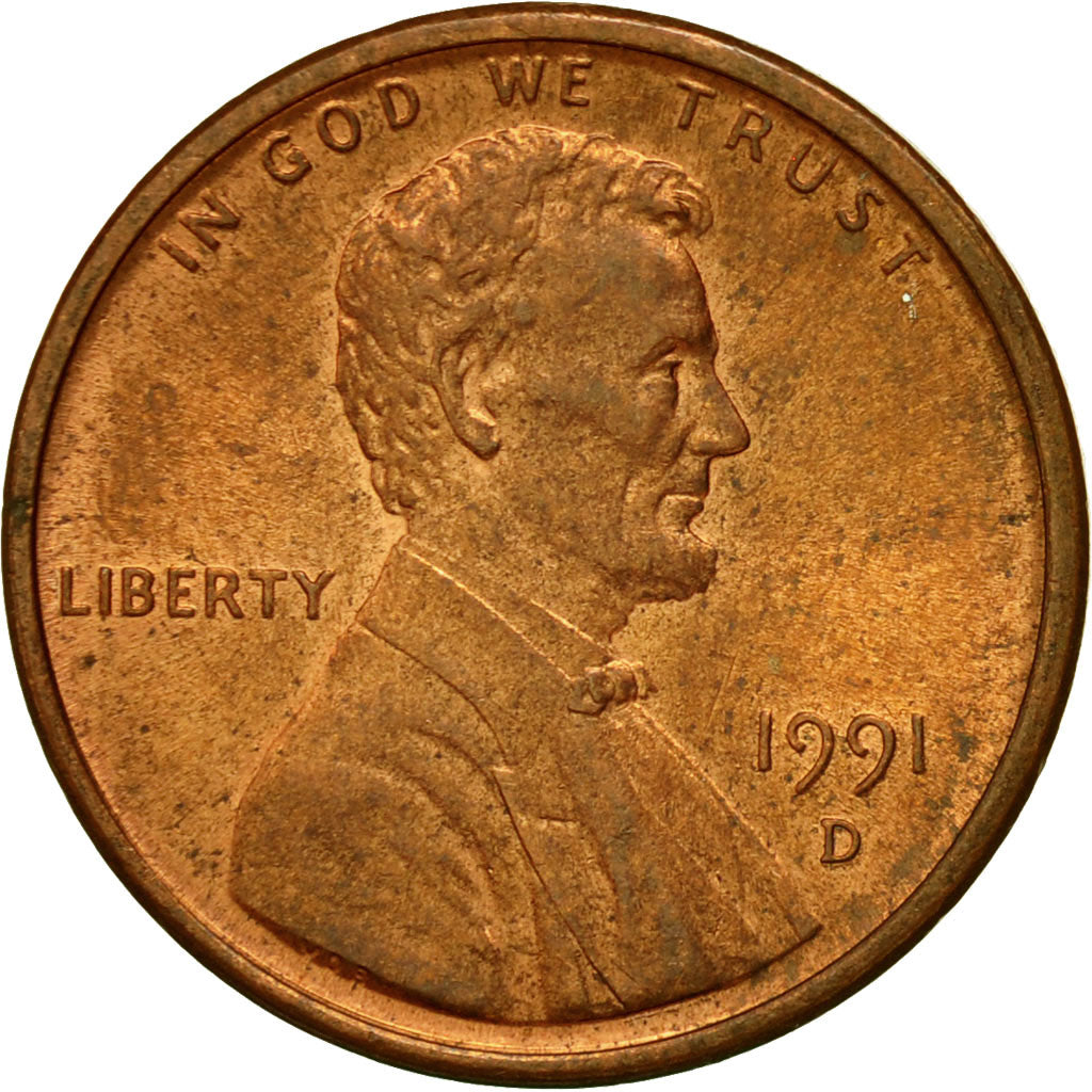 Moneda, Estados Unidos, Lincoln Cent, Cent, 1991, U.S. Mint, Denver, MBC, Cobre