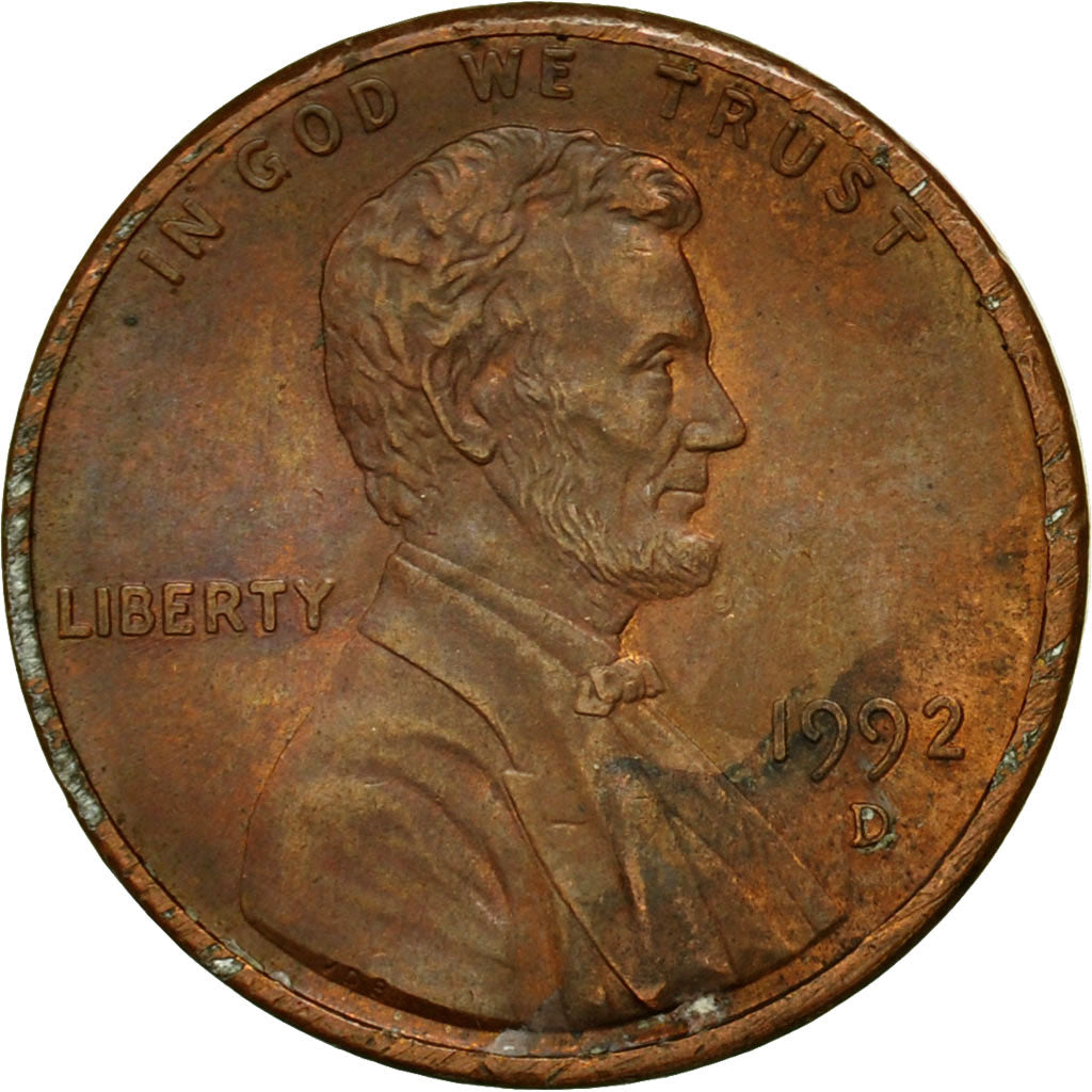 Monnaie, États-Unis, Lincoln Cent, Cent, 1992, U.S. Mint, Denver, TTB, Copper