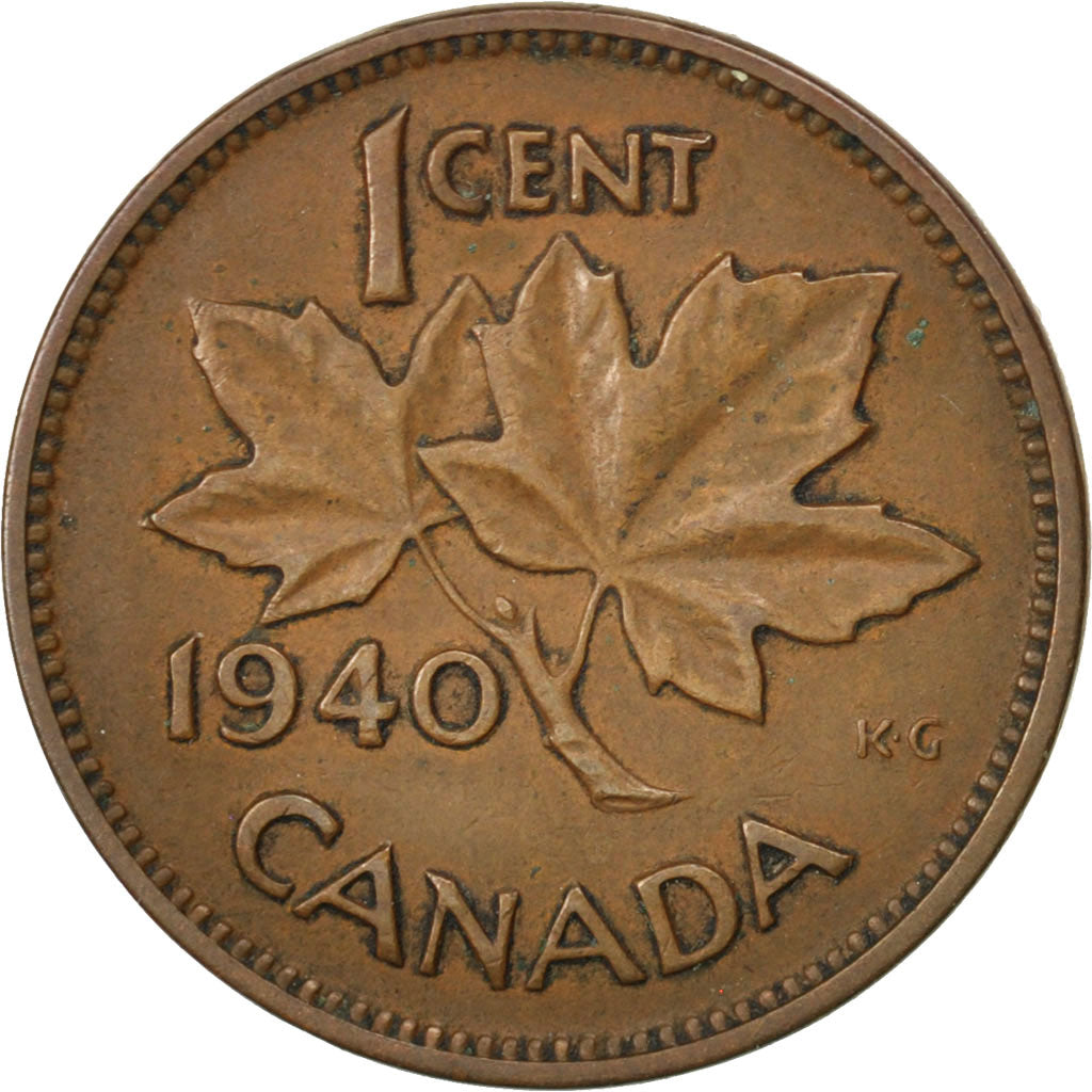 CANADA, Cent, 1940, Royal Canadian Mint, KM #32, EF(40-45), Bronze, 19.10, 3.31
