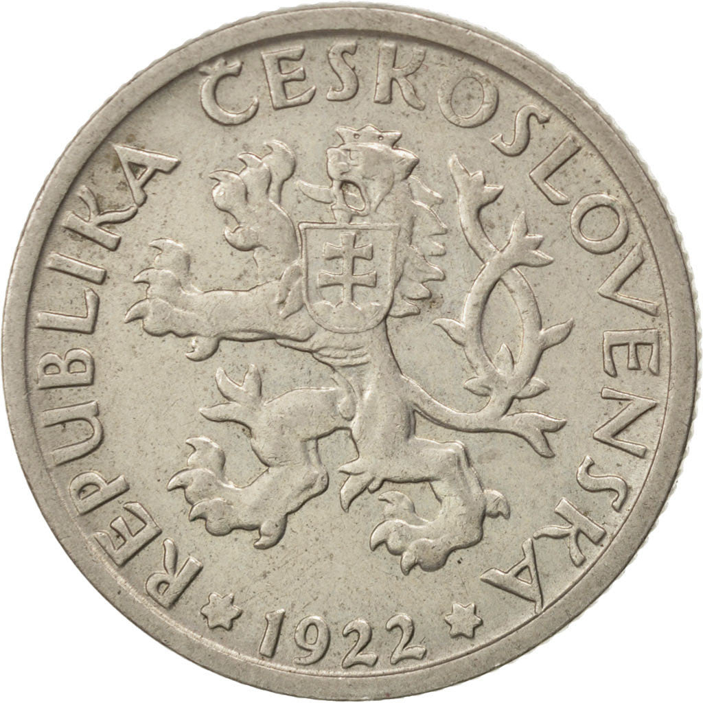 Coin, Czechoslovakia, Koruna, 1922, AU(50-53), Copper-nickel, KM:4