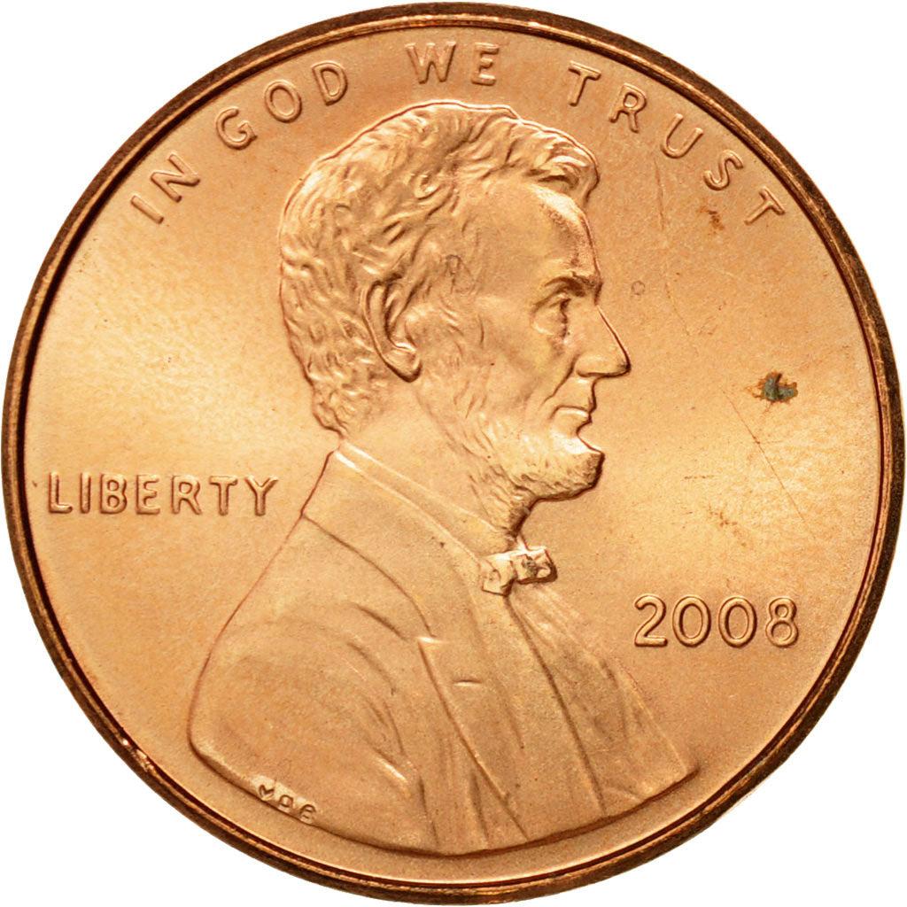 Coin, United States, Lincoln Cent, Cent, 2008, U.S. Mint, MS(60-62), Copper