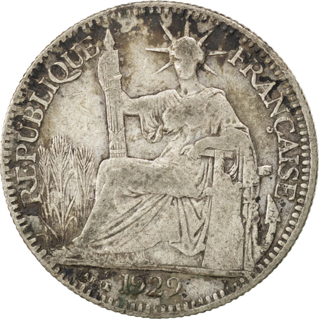 Indocina francese, 10 Cents, 1929, Paris, MB, Argento, KM:16.1, Lecompte:169