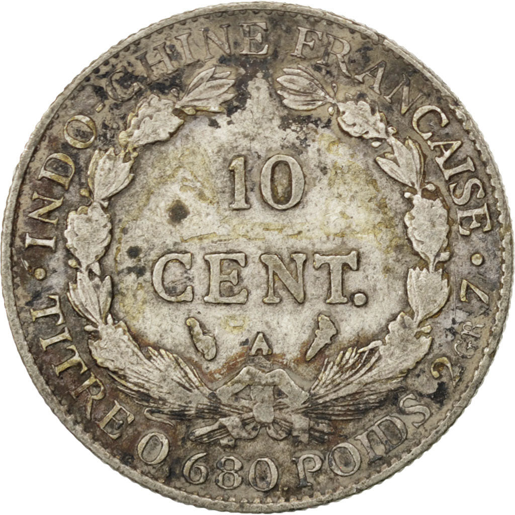 Indocina francese, 10 Cents, 1929, Paris, MB, Argento, KM:16.1, Lecompte:169