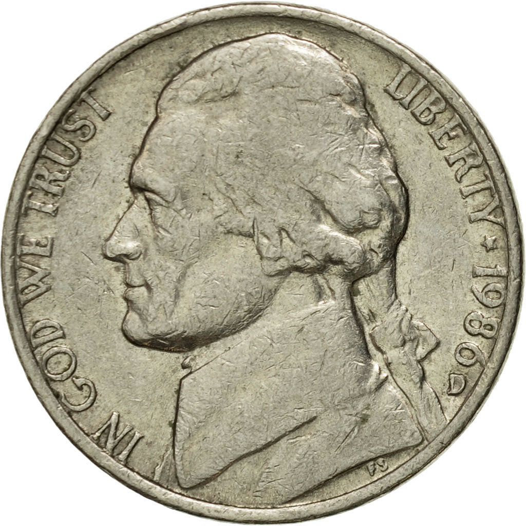 Moneda, Estados Unidos, Jefferson Nickel, 5 Cents, 1986, U.S. Mint, Denver, MBC