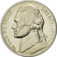 Coin, United States, Jefferson Nickel, 5 Cents, 1990, U.S. Mint, San Francisco