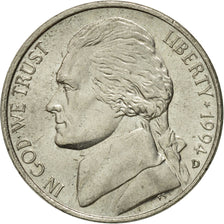Coin, United States, Jefferson Nickel, 5 Cents, 1994, U.S. Mint, Denver