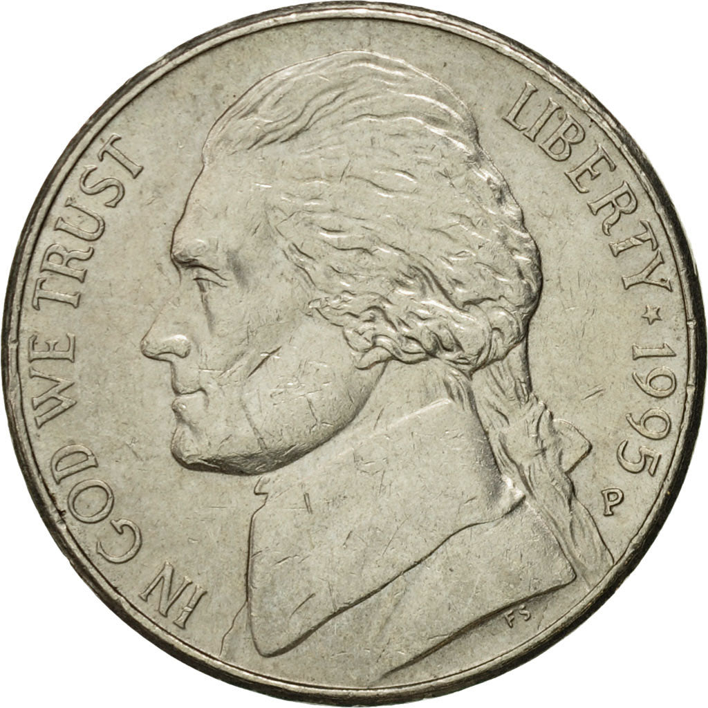 Monnaie, États-Unis, Jefferson Nickel, 5 Cents, 1995, U.S. Mint, Philadelphie