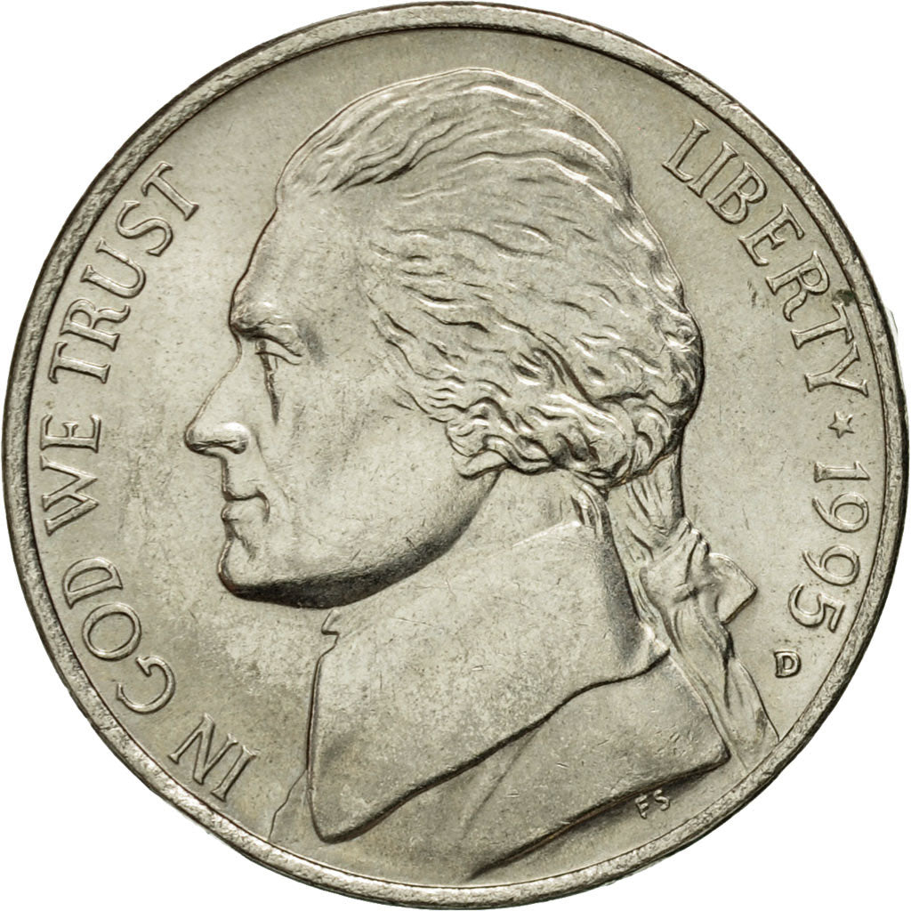 Monnaie, États-Unis, Jefferson Nickel, 5 Cents, 1995, U.S. Mint, Denver, SUP
