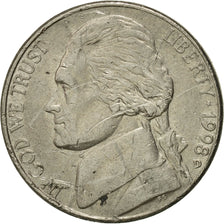 Coin, United States, Jefferson Nickel, 5 Cents, 1998, U.S. Mint, Denver