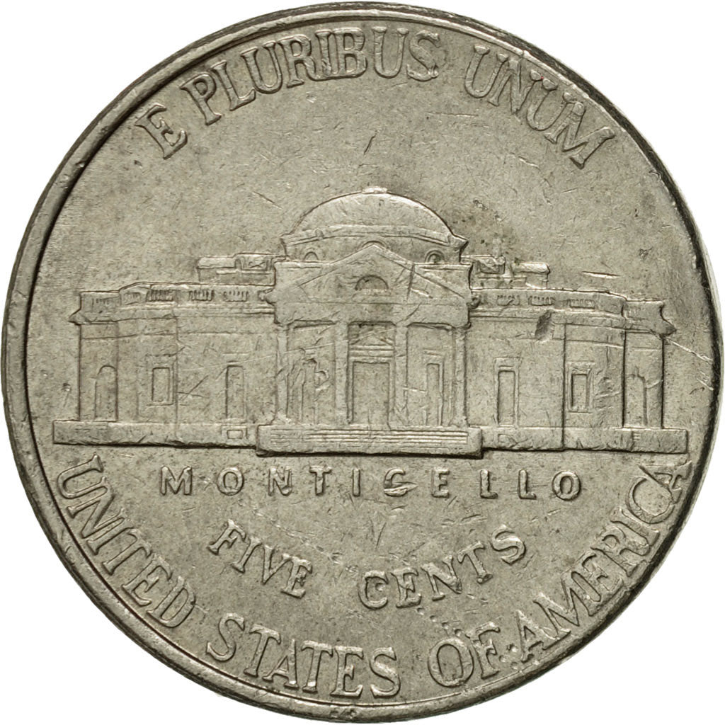 Coin, United States, Jefferson Nickel, 5 Cents, 1998, U.S. Mint, Denver