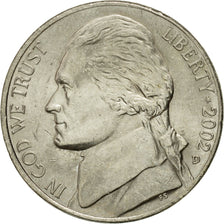 Coin, United States, Jefferson Nickel, 5 Cents, 2002, U.S. Mint, Philadelphia