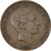 Munten, Spanje, Alfonso XII, 10 Centimos, 1878, ZF, Bronze, KM:675