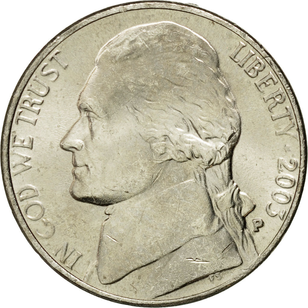 Coin, United States, Jefferson Nickel, 5 Cents, 2003, U.S. Mint, Philadelphia