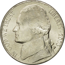 Coin, United States, Jefferson Nickel, 5 Cents, 2003, U.S. Mint, Philadelphia