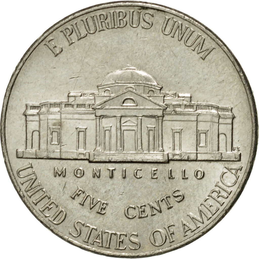 Coin, United States, Jefferson large facing portrait - Enhanced Monticello