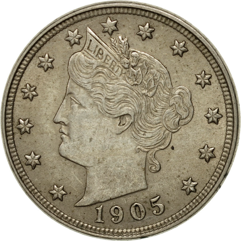 Coin, United States, Liberty Nickel, 5 Cents, 1905, U.S. Mint, Philadelphia