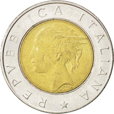ITALY, 500 Lire, 1992, Rome, KM #111, MS(60-62), Bi-Metallic, 25.8, 6.88