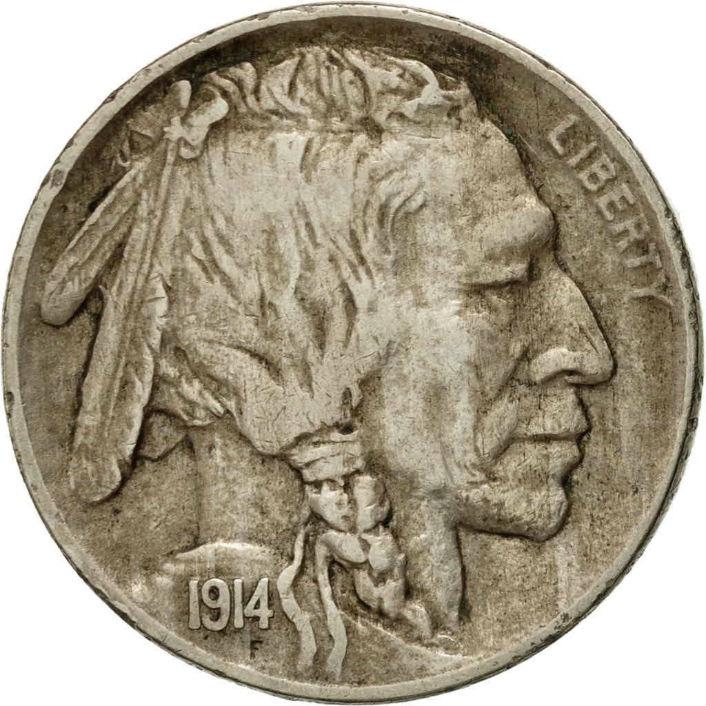 Moneta, Stati Uniti, Buffalo Nickel, 5 Cents, 1914, U.S. Mint, Philadelphia, BB