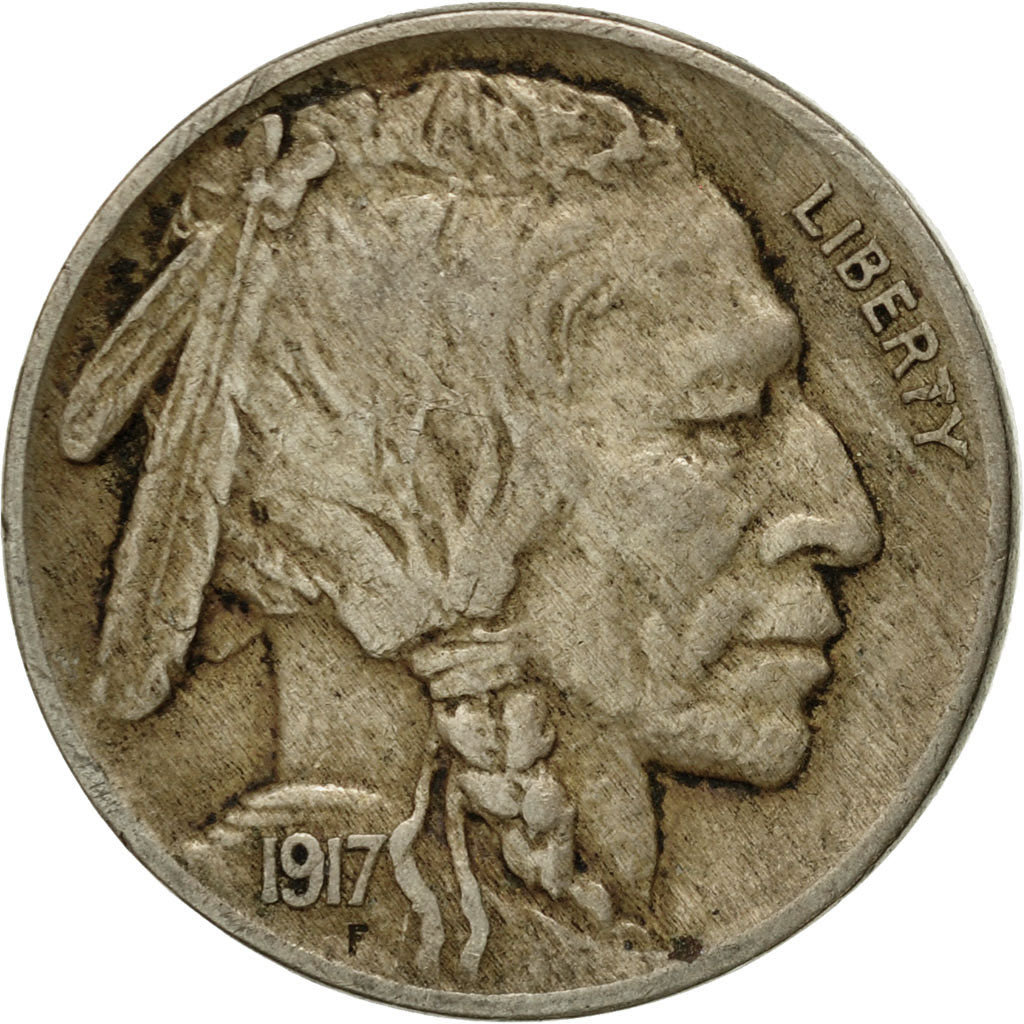Coin, United States, Buffalo Nickel, 5 Cents, 1917, U.S. Mint, Philadelphia
