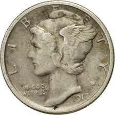 Coin, United States, Mercury Dime, Dime, 1917, U.S. Mint, Philadelphia