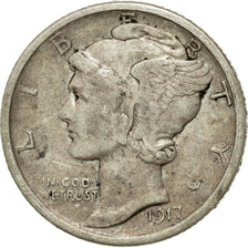 Coin, United States, Mercury Dime, Dime, 1917, U.S. Mint, San Francisco