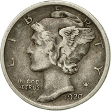 Coin, United States, Mercury Dime, Dime, 1920, U.S. Mint, Philadelphia