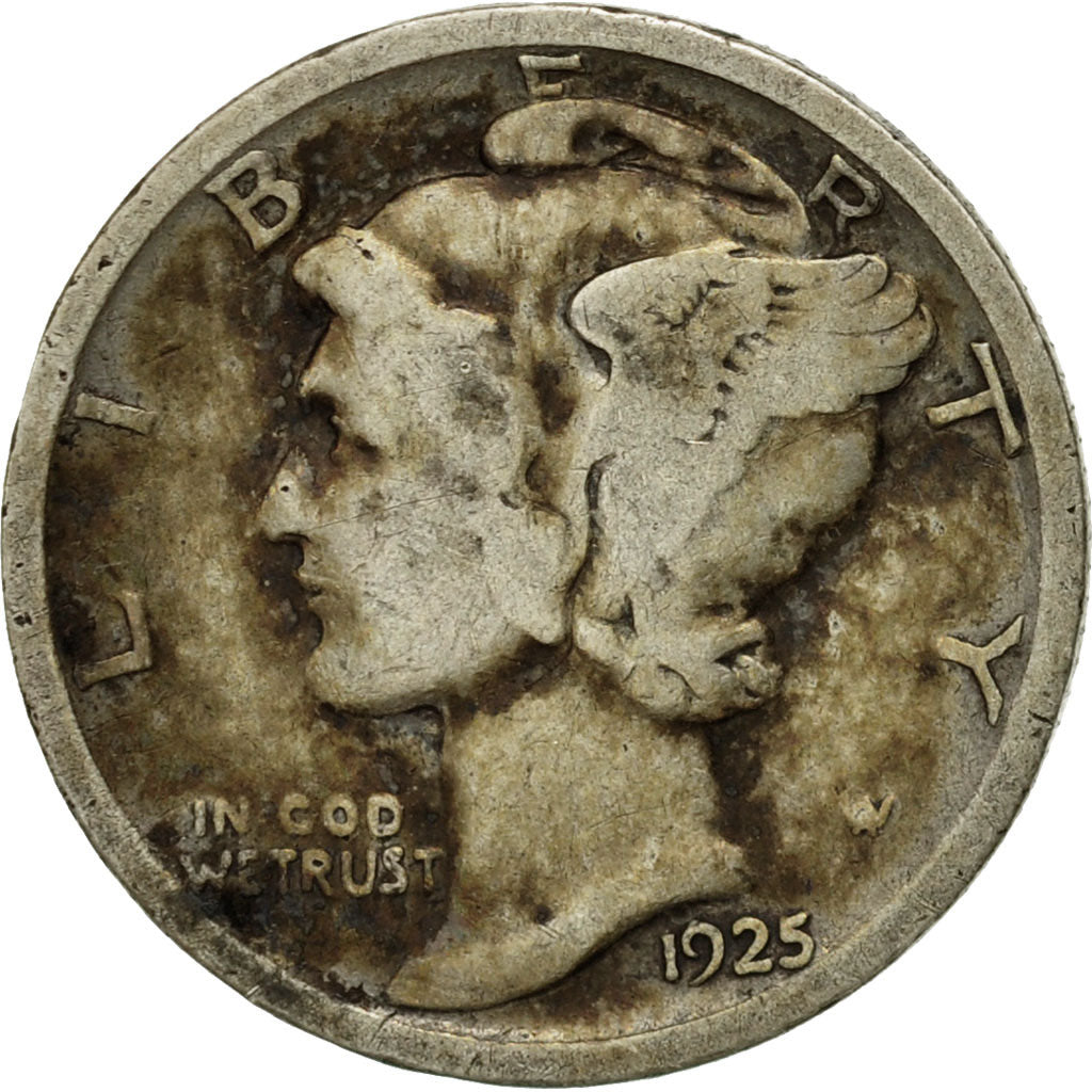 Coin, United States, Mercury Dime, Dime, 1925, U.S. Mint, Philadelphia
